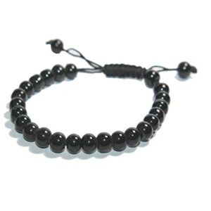 IS4A BLACK AGATE STONE EVIL EYE BRACELET OF PROTECTION BRACELET HELPS RELEASING NEGATIVITY (Black, 6 mm)