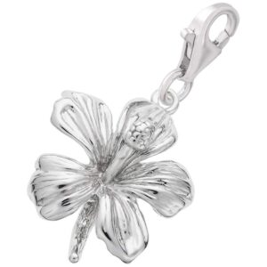 rembrandt charms hibiscus charm with lobster clasp, sterling silver