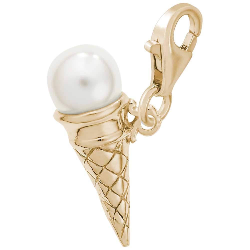 Rembrandt Charms Ice Cream Cone Charm with Lobster Clasp, Gold Plated Silver