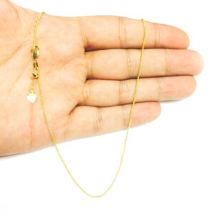 Jewelry Affairs 14k Yellow Real Gold Adjustable Wheat Chain Necklace, 1.0mm, 22"