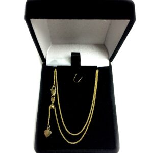 Jewelry Affairs 14k Yellow Real Gold Adjustable Wheat Chain Necklace, 1.0mm, 22"