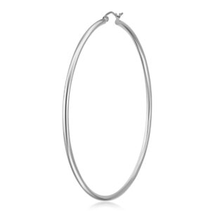 14k REAL White Gold 2mm Thickness Hinged Hoop Earrings (65 x 65 mm)