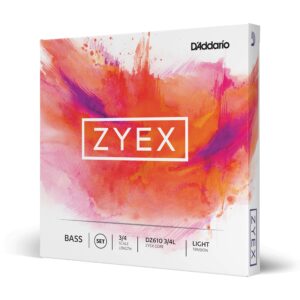 d'addario zyex bass string set, 3/4 scale, light tension