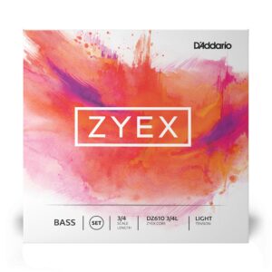 D'Addario Zyex Bass String Set, 3/4 Scale, Light Tension