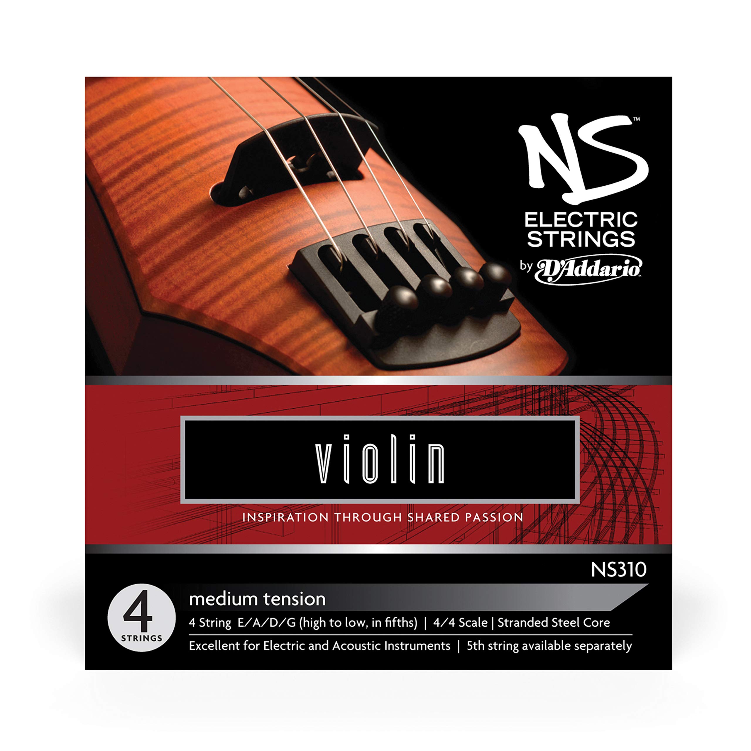 D'Addario NS310 NS Electric Violin Strings, Medium