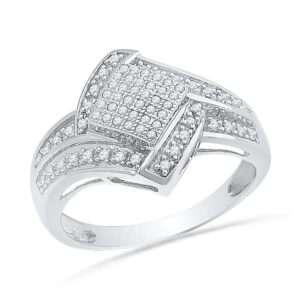 dgold sterling silver round diamond sqaure fashion ring (1/4 cttw)