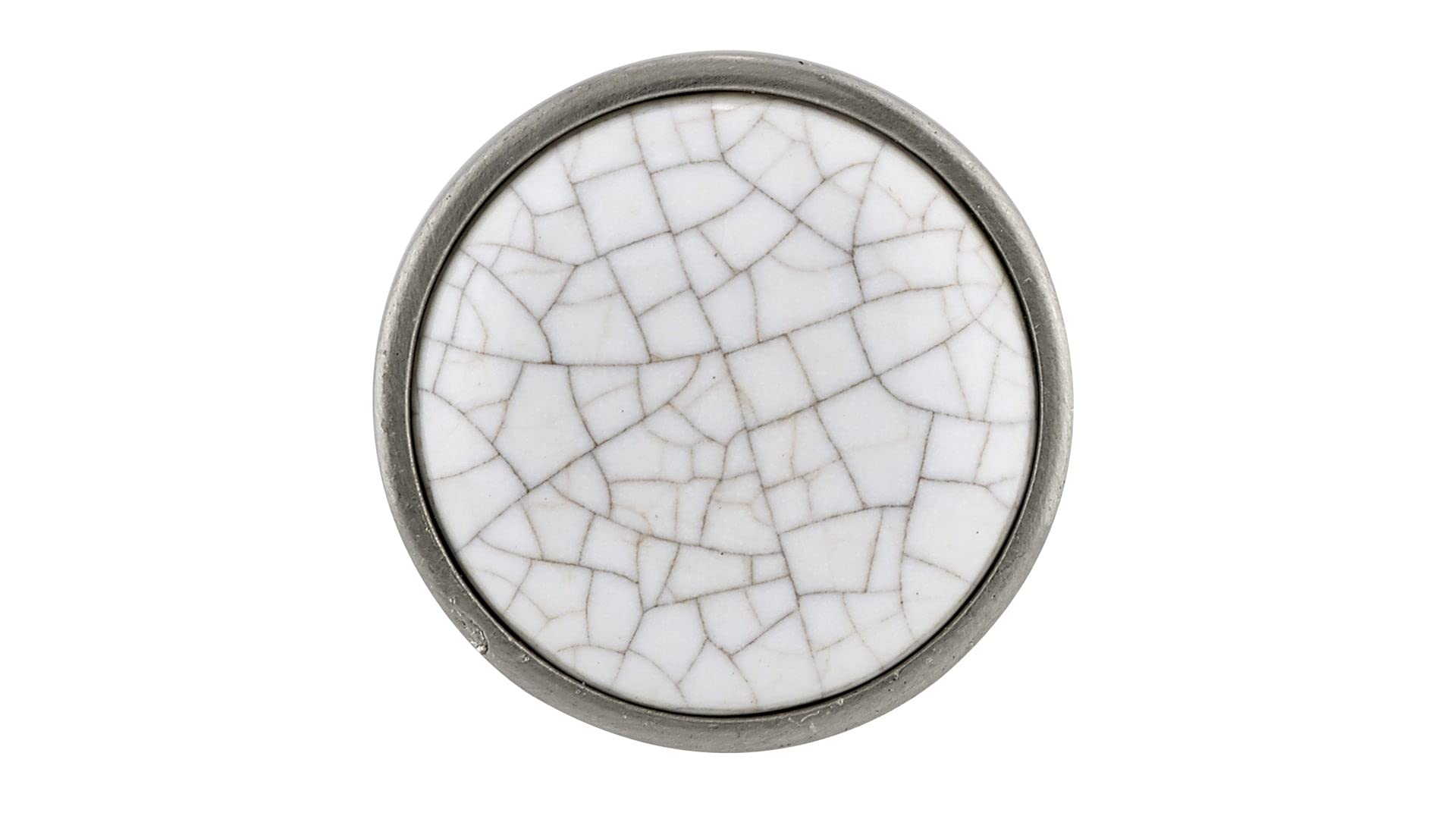 Richelieu Hardware BP4418195304 Cherbourg Collection 1 1/8 in (28.6 mm) Crackle White and Brushed Nickel Eclectic Cabinet Knob Crackle White, Brushed Nickel Finish