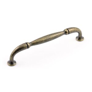 Richelieu Hardware BP2373796BB Hudson Collection 3 3/4-inch (96 mm) Center-to-Center Burnished Brass Traditional Curved Cabinet and Drawer Pull Handle for Kitchen, Bathroom, and Furniture