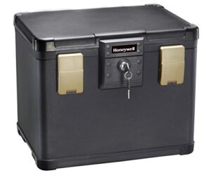 honeywell safes & door locks - fireproof & waterproof filing safe box chest for home - fits letter, a4 files - strong abs plastic - document safety box with key lock system - 0.60 cubic feet - 1106