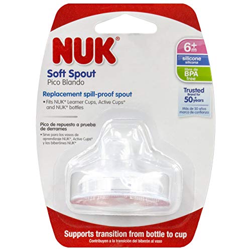 NUK Replacement Silicone Spout for NUK Active and Learner Cups and NUK Bottles, Clear