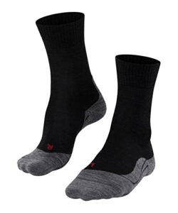 falke women's tk5 wander hiking socks, crew length, light padding, athletic sock, breathable quick dry, merino wool, black (black-mix 3010), 8-9, 1 pair