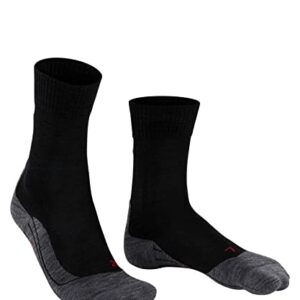 FALKE Women's TK5 Wander Hiking Socks, Crew Length, Light Padding, Athletic Sock, Breathable Quick Dry, Merino Wool, Black (Black-Mix 3010), 5-6, 1 Pair