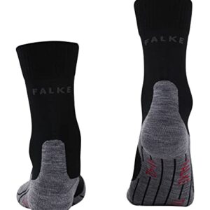 FALKE Women's TK5 Wander Hiking Socks, Crew Length, Light Padding, Athletic Sock, Breathable Quick Dry, Merino Wool, Black (Black-Mix 3010), 5-6, 1 Pair