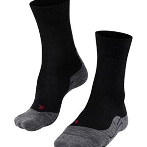 FALKE Men's TK5 Wander Hiking Socks, Crew Length, Light Padding, Athletic Sock, Breathable Quick Dry, Merino Wool, Black (Black-Mix 3010), 12.5-13.5, 1 Pair