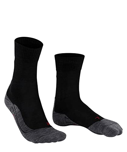 FALKE Men's TK5 Wander Hiking Socks, Crew Length, Light Padding, Athletic Sock, Breathable Quick Dry, Merino Wool, Black (Black-Mix 3010), 12.5-13.5, 1 Pair