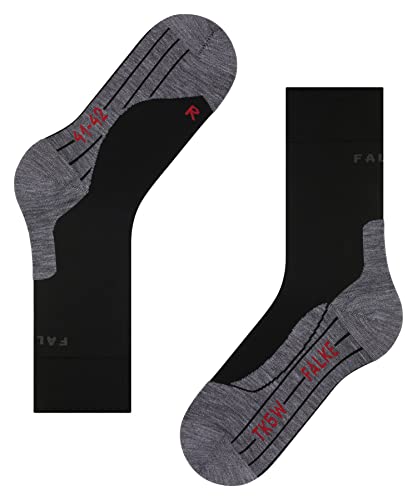 FALKE Men's TK5 Wander Hiking Socks, Crew Length, Light Padding, Athletic Sock, Breathable Quick Dry, Merino Wool, Black (Black-Mix 3010), 12.5-13.5, 1 Pair