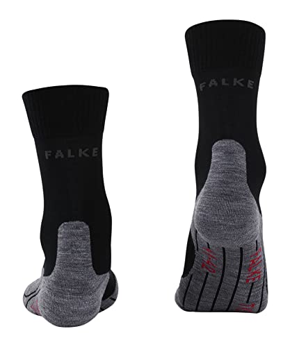 FALKE Men's TK5 Wander Hiking Socks, Crew Length, Light Padding, Athletic Sock, Breathable Quick Dry, Merino Wool, Black (Black-Mix 3010), 12.5-13.5, 1 Pair