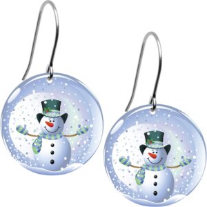 Body Candy Womens Logo of Holiday Snow Globe Snowman Earrings