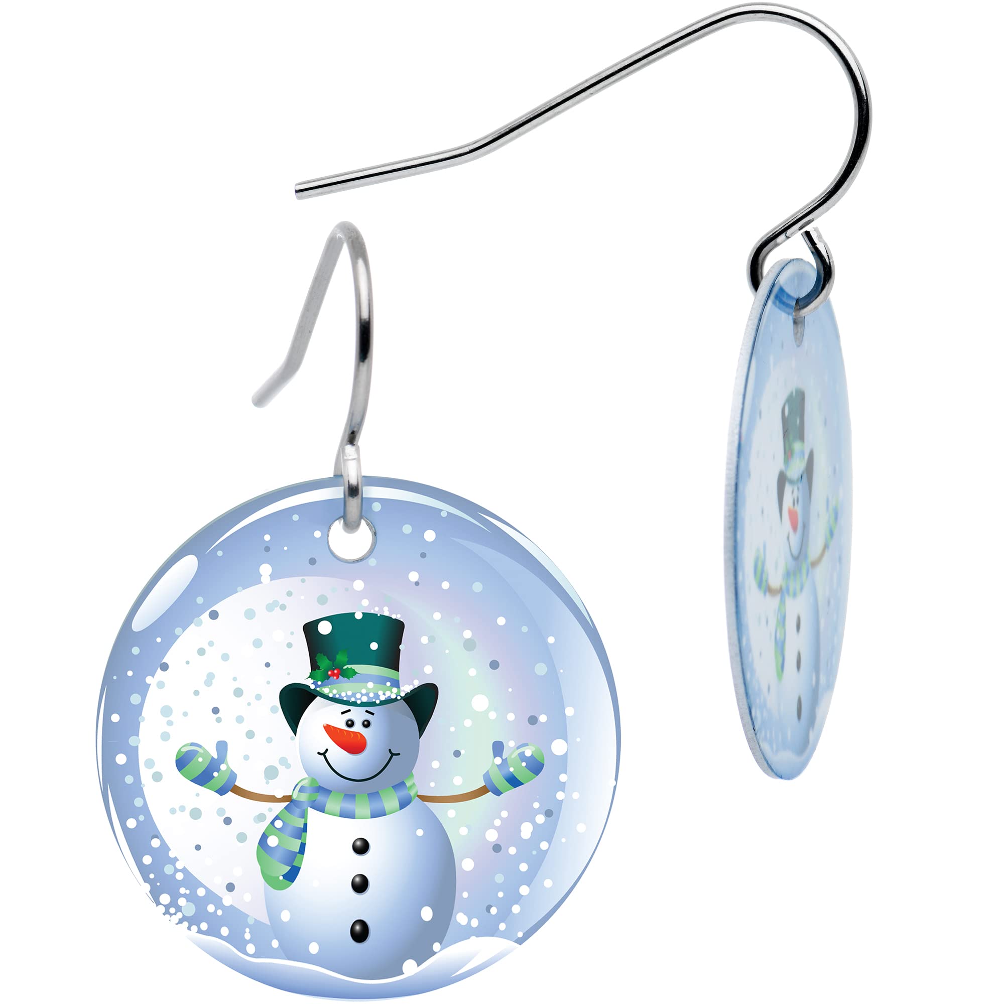 Body Candy Womens Logo of Holiday Snow Globe Snowman Earrings