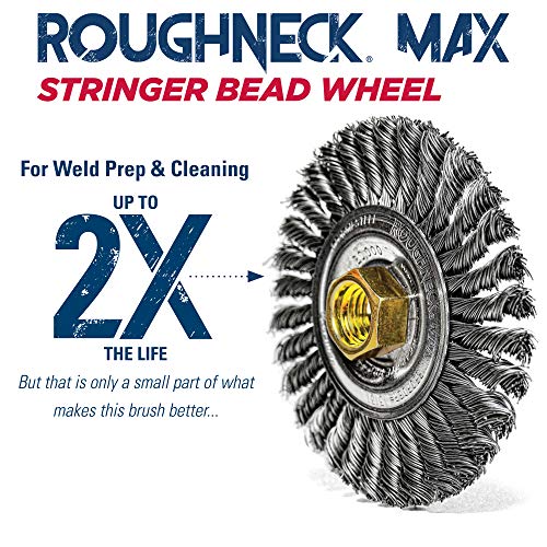 Weiler 13131 ROUGHNECK MAX 4" Stringer Bead Wheel, .020" Steel Fill, 5/8"-11 UNC Nut, Made in the USA