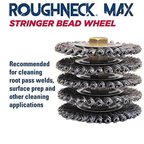 Weiler 13131 ROUGHNECK MAX 4" Stringer Bead Wheel, .020" Steel Fill, 5/8"-11 UNC Nut, Made in the USA