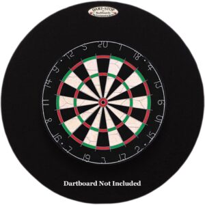 dart-stop 29 inch round black pro dart board backboard | wall protector | dartboard surround