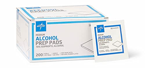 Medline Alcohol Prep Pads, 2-Ply, Sterile, Size Medium, 1.125 x 2.375 Inches, Case of 3000