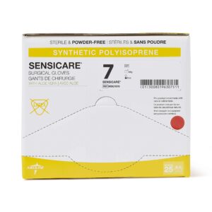 Medline SensiCare Surgical Gloves with Aloe Vera, Powder-Free, Sterile, Size 7, White (Pack of 100)