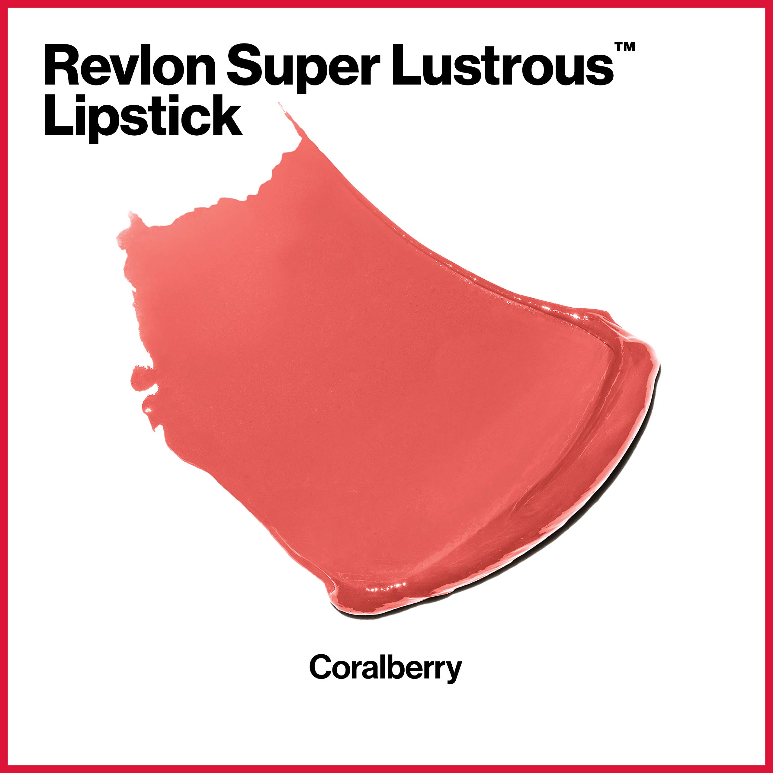 Revlon Super Lustrous Lipstick with Vitamin E and Avocado Oil, Cream Lipstick in Coral, 674 Coral Berry, 0.15 oz