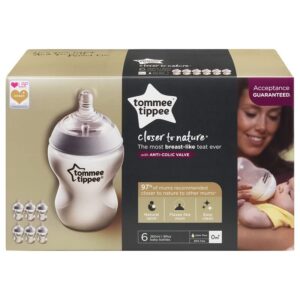 Tommee Tippee Closer to Nature 260 Ml Easivent Bpa-Free Feeding Bottles (Pack of 6)