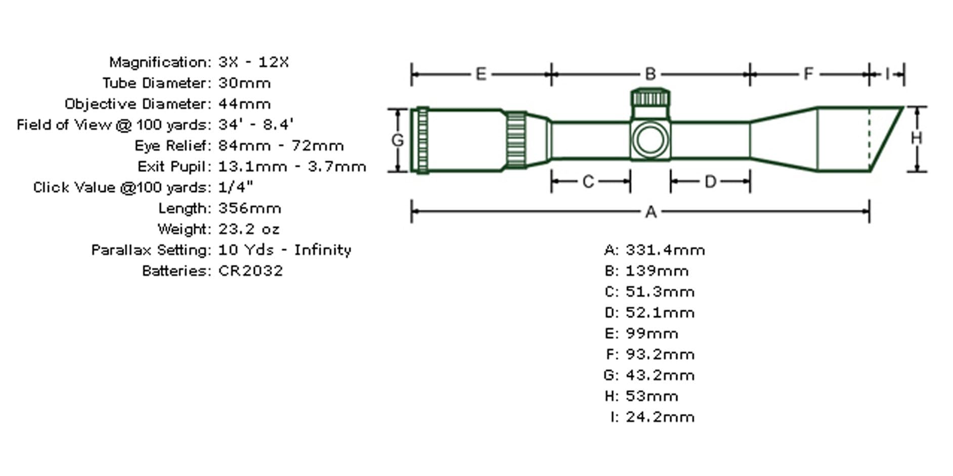 UTG 3-12x44 AO SWAT Accushot Rifle Scope, EZ-TAP, Illuminated Mil-Dot Reticle, 1/4 MOA, 30mm Tube, See-Thru Weaver Rings