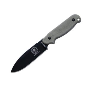 laser strike knife, black blade, micarta handles, kydex sheath