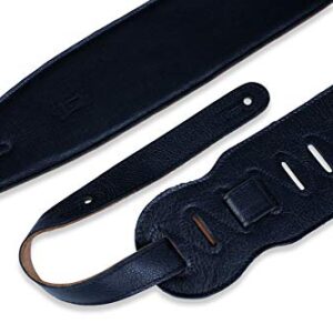 Levy's Leathers 3.5" Extra Long and Padded Garment Leather Guitar Strap with Genuine Suede Backing; Adjustable from 36" - 64" | Black (M4GF-XL-BLK)