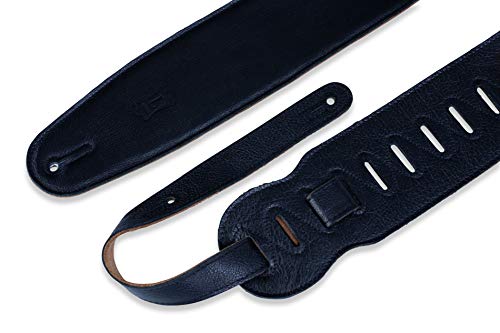 Levy's Leathers 3.5" Extra Long and Padded Garment Leather Guitar Strap with Genuine Suede Backing; Adjustable from 36" - 64" | Black (M4GF-XL-BLK)