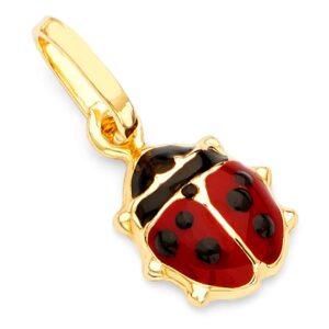 14k REAL Yellow Gold Lady Bug Enamel Charm Pendant