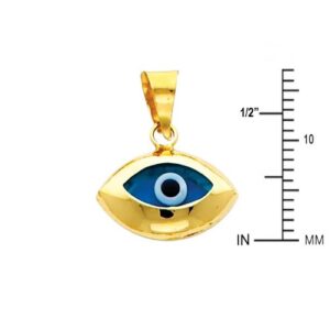 14k REAL Yellow Gold Evil Eye Charm Pendant