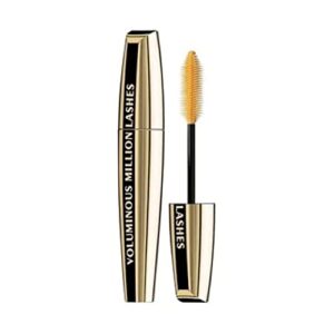 L’Oreal Paris Makeup Voluminous Million Lashes Mascara, Volumizing, Defining, Smudge-Proof, Clump-Free Lengthening, Collagen Infused Eye Makeup, Amplifying Mascara Brush, Blackest Black, O.3 Fl Oz