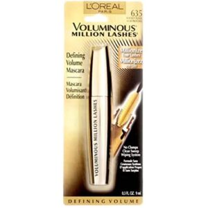 L’Oreal Paris Makeup Voluminous Million Lashes Mascara, Volumizing, Defining, Smudge-Proof, Clump-Free Lengthening, Collagen Infused Eye Makeup, Amplifying Mascara Brush, Blackest Black, O.3 Fl Oz