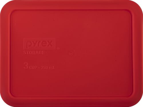 Pyrex 3-Cup Single Rectangular Food Storage Container with Lid, Non-Toxic, BPA-Free Lid, Tempered Non-Pourous Glass, Microwave, Dishwasher, Freezer and Oven Safe, Red