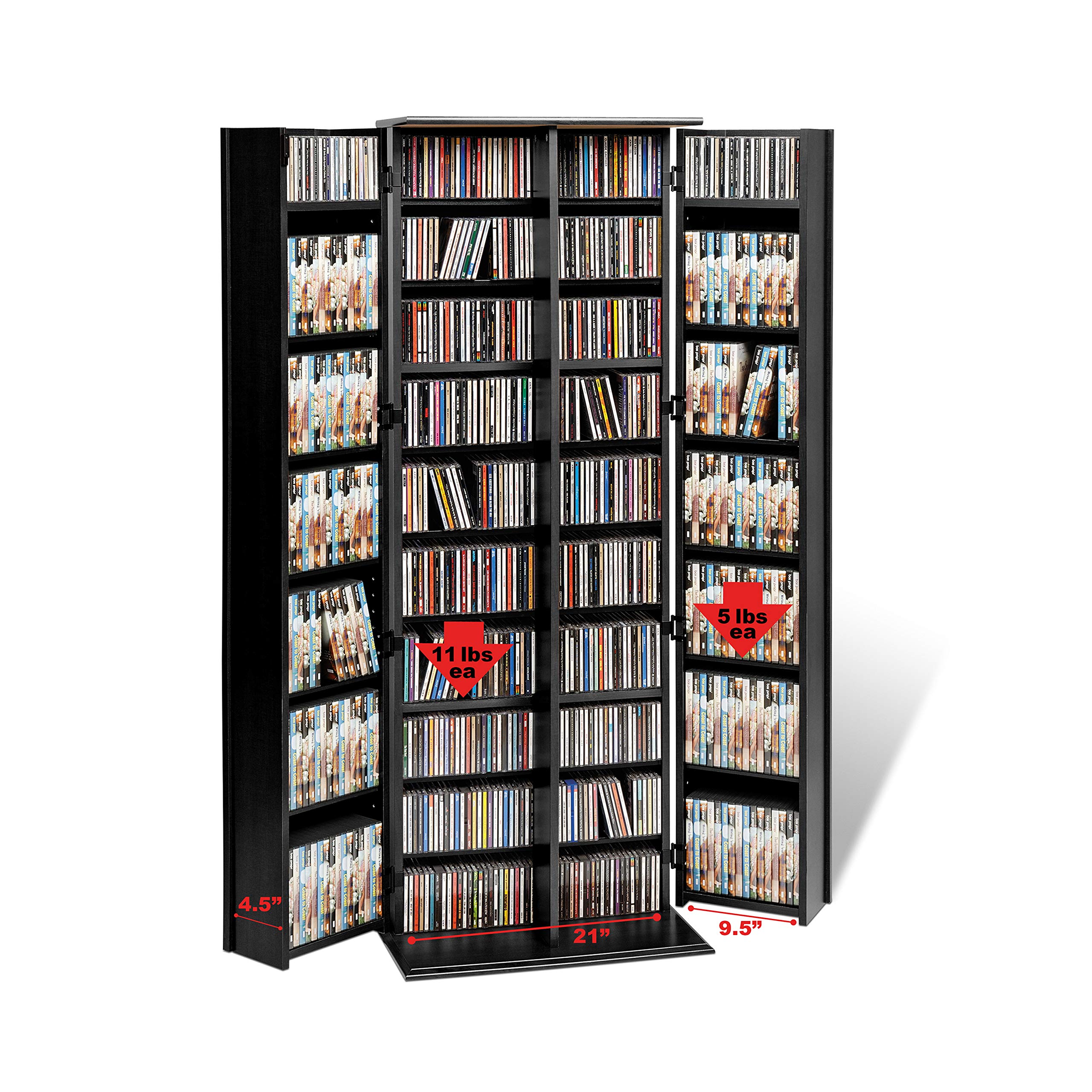 Black Grande Locking Media Storage Cabinet with Shaker Doors