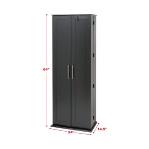 Black Grande Locking Media Storage Cabinet with Shaker Doors