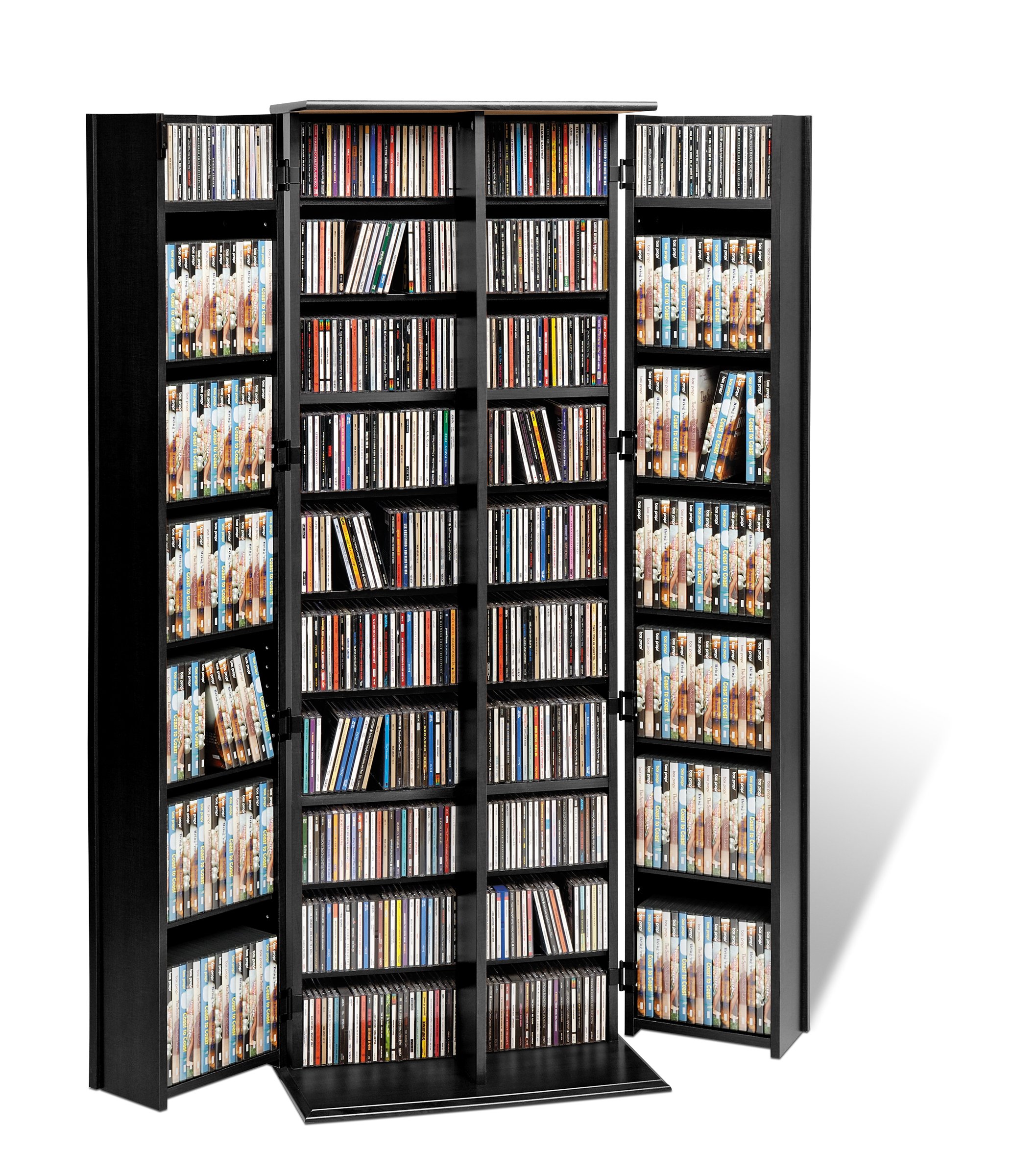 Black Grande Locking Media Storage Cabinet with Shaker Doors