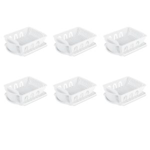 Sterilite 2 Piece Sink Set, With Drainboard for Drying, Holds Clean Dishes in the Kitchen such as Plates, Cups, Bowls, and Silverware, White, 6-Pack