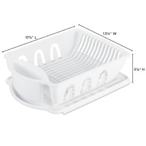 Sterilite 2 Piece Sink Set, With Drainboard for Drying, Holds Clean Dishes in the Kitchen such as Plates, Cups, Bowls, and Silverware, White, 6-Pack