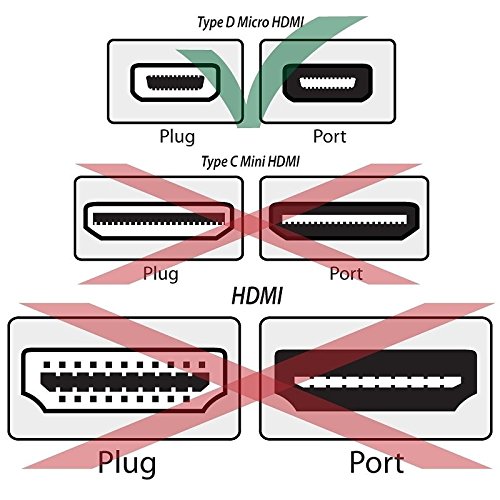 6ft Micro-HDMI (type D) to Regular HDMI (type A) high Speed Cable with Ethernet (up to 1440p) for MOTOROLA MB810 DROID X / HTC Touch EVO 4G