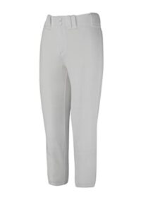 mizuno girls youth belted low rise fastpitch softball pant, grey, youth small