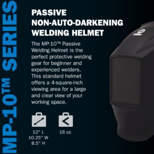 Miller 238497 MP-10 Passive Welding Helmet, Non-Auto-Darkening Welding Helmet, Black