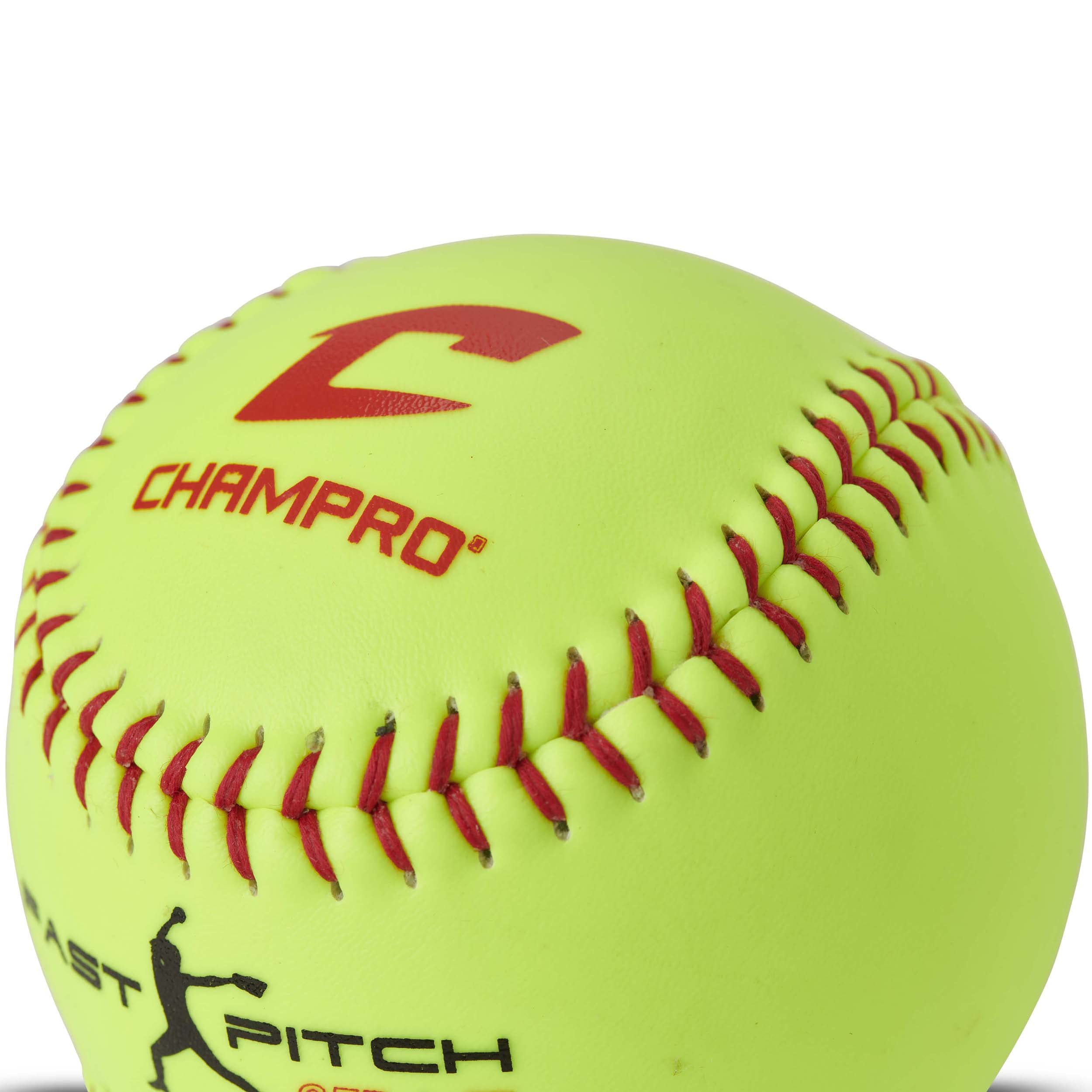 Champro Game ASA Fastpitch .47 COR, 375 Compression, Poly Synthetic Cover, Red Stiches (Optic Yellow, 12-Inch), Pack of 12