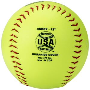 Champro Game ASA Slow Ptich .44 COR, 375 Compression, Poly Synthetic Cover, Red Stiches (Optic Yellow, 12-Inch), Pack of 12