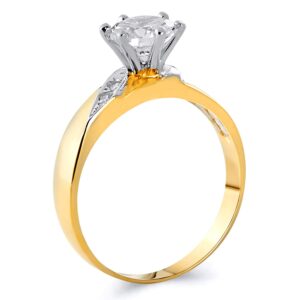 14k Two Tone Gold SOLID Engagement Ring and Wedding Band 2 Piece Set - Size 7